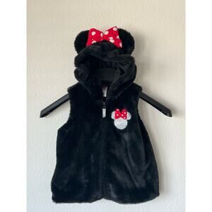 Disney Junior Minnie Mouse Sleeveless Faux Fur Hoodie (Size 4T)